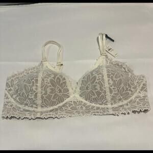 Aerie Sz 38DD Creamy White & Nude  Lace Lined Wireless Bra $54 NWT